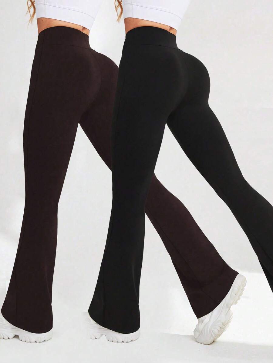 Easithlete Quần legging tập yoga ống loe hình chữ V cho nữ Quần tập yoga cạp cao, ống rộng, quần tập yoga co giãn, tập luyện thể thao, chạy bộ, đạp xe, tập yoga, bóng chày, tập thể dục thường ngày - Nhiều màu - Xem 1