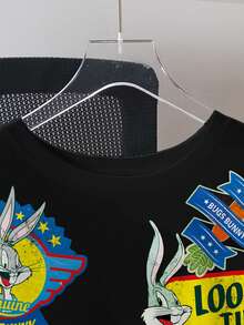 LOONEY TUNES X SHEIN Men Summer Casual Rabbit Print Short Sleeve T-Shirt - White - View 6