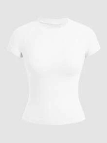 Gameset SHEIN Sport 极简纯色修身无缝短袖运动T恤 3件装 修身上衣 - 彩色 - 查看 5