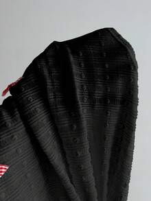 Elamini 蝴蝶结撞色蕾丝领口褶饰腰部修身长袖 T 恤 - 黑色 - 查看 6