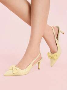CUCCOO DOLLMOD Women's Fashion Yellow Bow Backless High Heel Pumps - Yellow - View 1