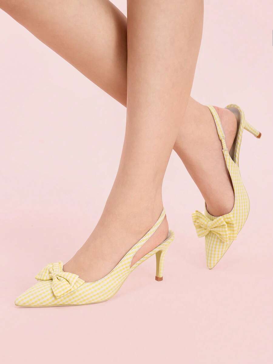 CUCCOO DOLLMOD Women's Fashion Yellow Bow Backless High Heel Pumps - Yellow - View 1