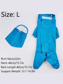 SHEIN Basic living 1Pc Blue Large Dog Raincoat Poncho - Blue - View 12