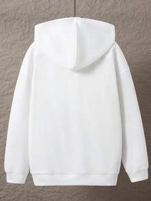 SHEIN Teen Boys' Basic Casual Thermal Lined Hooded Button-Up Jacket Coat, Versatile All-Match Outerwear Suitable For Commuting, School, Casual, Travel, Outdoor, Party, Fall Autumn And Winter Clothes - Navy Blue - View 3