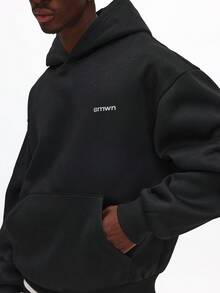 SUMWON Black Hoodie And Sweatpants Co Ord Set With Centre Pocket Drawstring Hood Winter Loungewear Matching Tracksuit