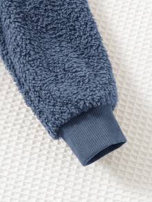 Cozy Pixies 2pcs/Set Young Boy Cartoon Bear Print Thermal Lined Crew Neck Long Sleeve Sweatshirt And Elastic Waist Ankle Cuff Pants Set Baby Boy Sets Terry Cloth Set Boys Sets Boy Clothes Set Winter Boys Outfit - Dusty Blue - View 6