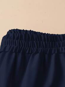 Rusticease Pantalones casuales de mujer con textura de onda, adecuados para el otoño - Azul Marino - Ver 4