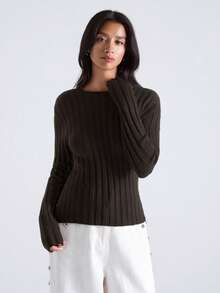 LYSMO Women's Solid Color Criss-Cross Design Long Sleeve Casual Sweater, Autumn/Winter,Brown Top,Fall,Fall Clothes For Women