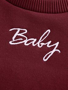 Cozy Pixies 2pcs Baby Girl Rainbow Pattern Crew Neck Raglan Sleeve Sweatshirt And Jogger Pants Set - Rose Red - View 9