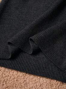 MOTF PREMIUM CONJUNTO DE 2 PIEZAS TEJIDO ELEGANTE: SUÉTER TEJIDO DE CUELLO ALTO ASIMÉTRICO Y PANTALONES TEJIDOS ACAMPANADOS, OTOÑO/INVIERNO - Gris Oscuro - Ver 9