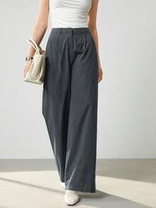 Uhlyne 女式秋季亚麻混纺修身休闲裤 - 灰色 - 查看 4