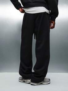 PLAYBOY X SUMWON Wide Leg High Rise Pleated Drawstring Sweatpants With Side Pockets For Casual Winter Loungewear - Black - View 2