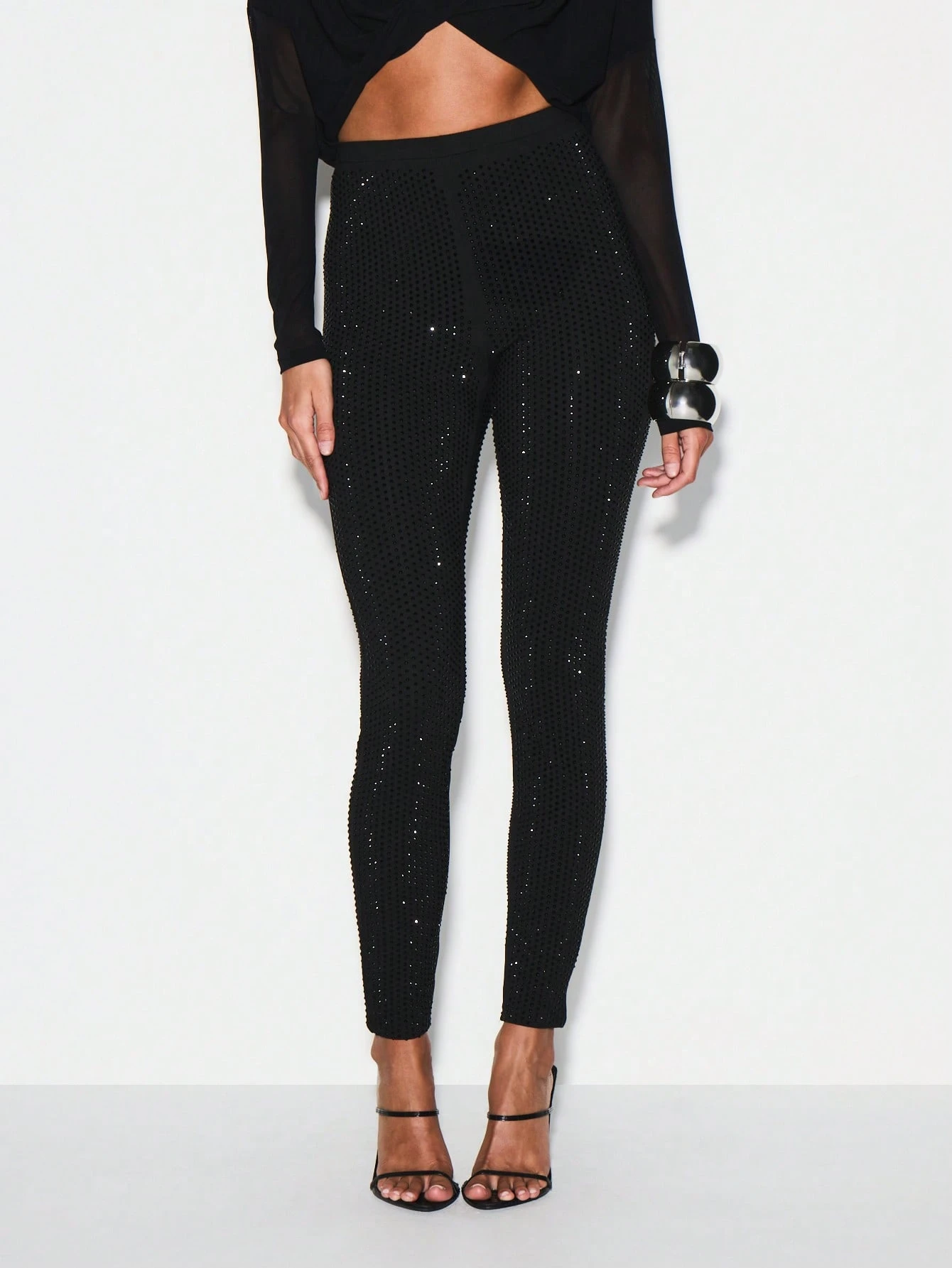 KIZN Leggings aderenti a vita alta con paillettes