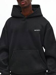 SUMWON Black Hoodie And Sweatpants Co Ord Set With Centre Pocket Drawstring Hood Winter Loungewear Matching Tracksuit