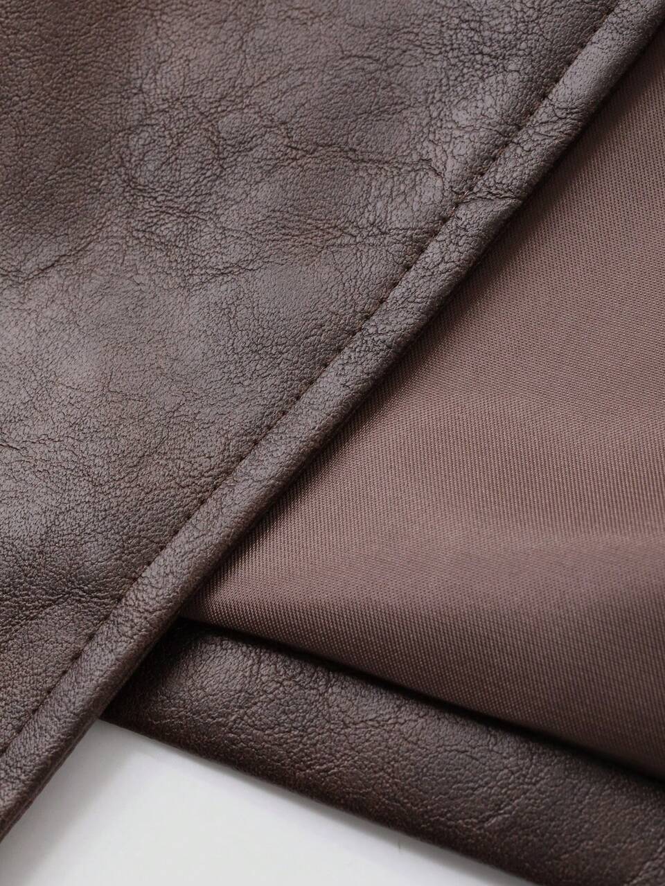 Women's Loose Solid Color PU Vest Jacket With V-Neck And Belt, Elegant For Autumn/Winter Women Coats