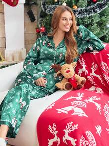 FamilyFrolics 女士睡衣套装，数码印花，秋冬服装，圣诞节礼物 - 彩色 - 查看 3