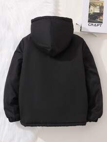 一件装 青少年男童保暖加厚连帽外套，带字母印花，秋冬季