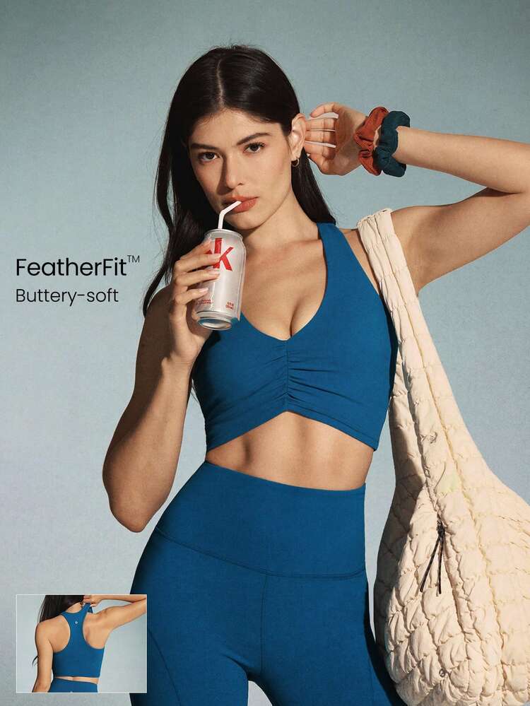 FeatherFit™ Ruched Racerback Sports Bra  Spring Summer