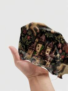 ROMWE Fairycore Dark Forest Mushroom Print Mini Dress For Women - Black - View 5