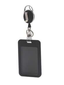 1pc Hard Black Vertical Plastic Card Holder With Retractable Badge Reel Clip For Office/School Id, Credit Card, Key Card, Driver License And Access Pass Protection Back To School - Black - View 9