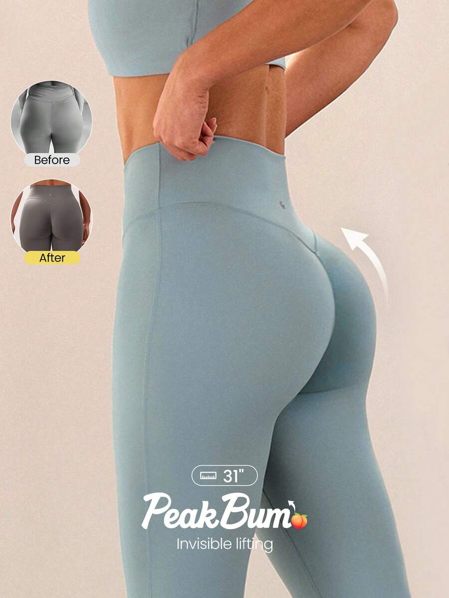 GLOWMODE 31英寸 PeakBum Powersculpt™-Air Play The Flare 吸汗凉爽提臀紧身裤 高强度健身跑步训练 - 0.霧綠 - 查看 1