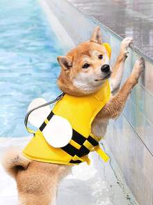 Bee-Shaped Pet Life Vest, Dog Swimming Suit With Buoyancy For Summer