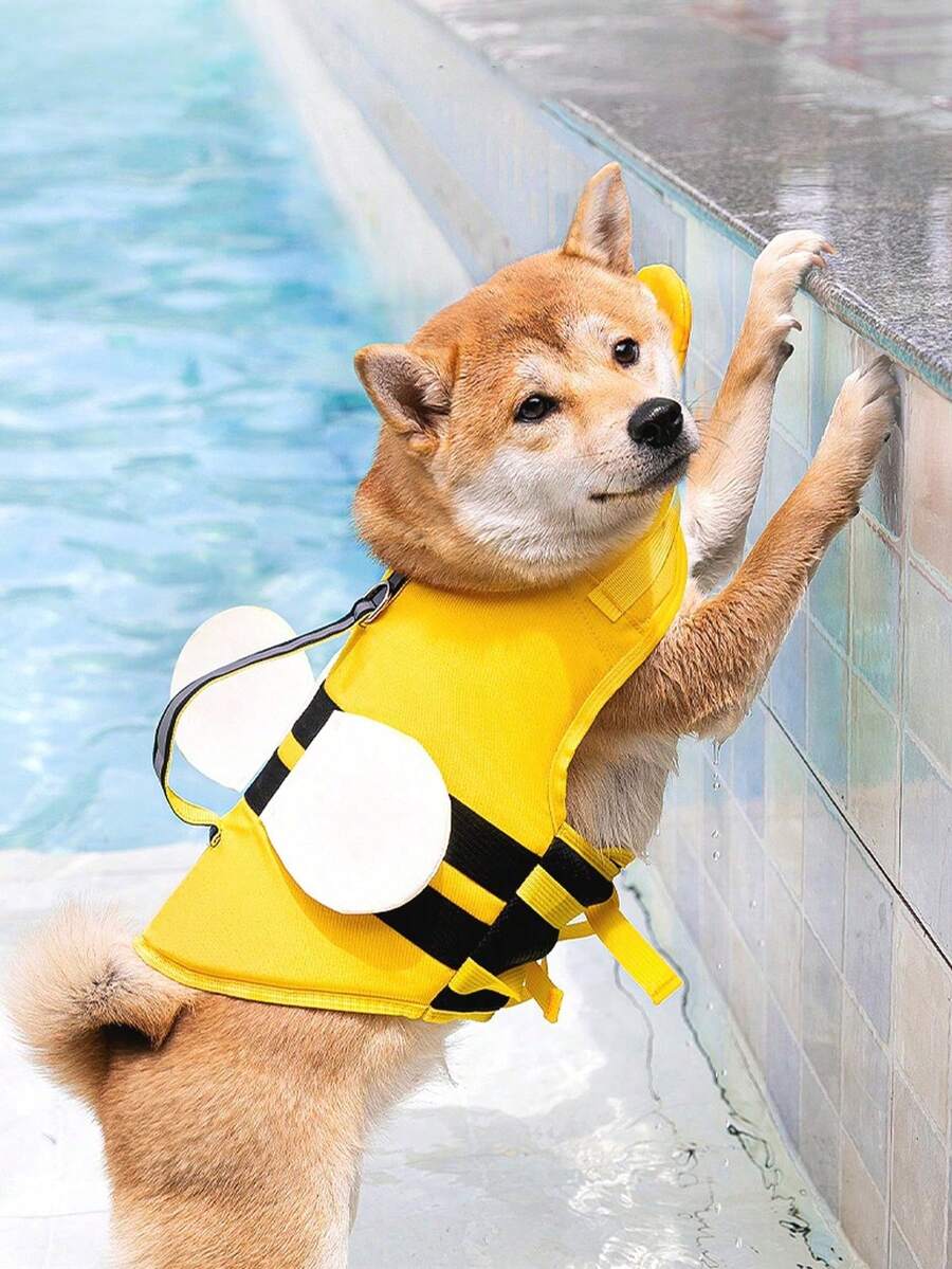 Bee-Shaped Pet Life Vest, Dog Swimming Suit With Buoyancy For Summer