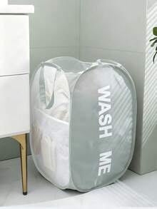 سلة غسيل قابلة للطي 1 قطعة، سلة تخزين الملابس، سلة الملابس القذرة، سلة غسيل، سلة تخزين الملابس القذرة في الحمام، سلة غسيل جديدة قابلة للطي وللفتح، سلة الملابس القذرة مع مقبض، سلة غسيل، سلة تخزين، سلة قابلة للطي - شبكة بيضاء متعددة الألوان - مشاهدة 5