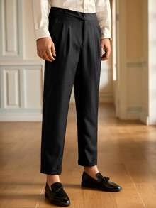 HIMLAND Quần âu nam đơn sắc tối giản thường ngày - màu đen - Xem 5