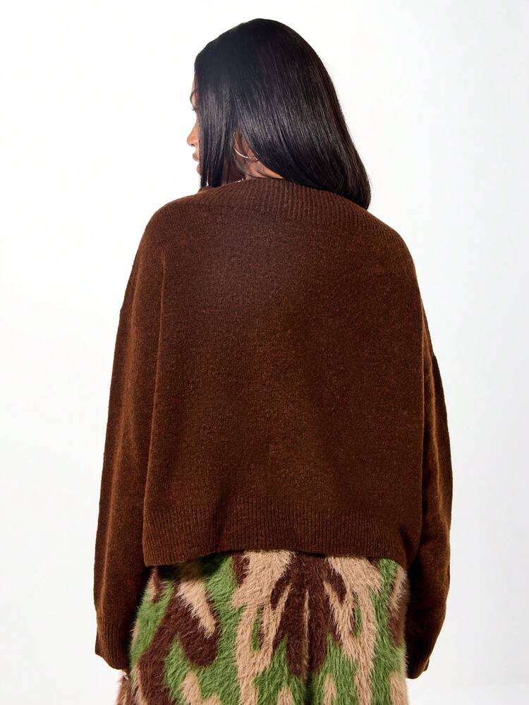 SUMWON Oversized Off Shoulder Zip Through Cardigan With Hood For Fall Winter Cozy Layering