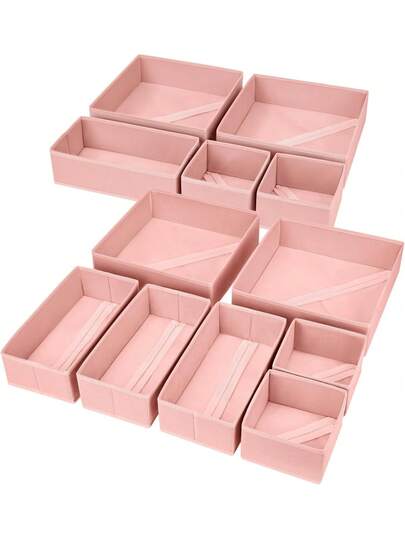 Foldable Fabric Storage Box Closet Organizer Drawer Divider For Clothes Underwear Bras Socks Lingerie Wardrobe Space Saving Home Decor Dorm Room Essential Pink Storage Bin Container Household Must Have