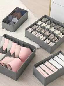 1/2pcs Foldable Drawer Organizer Box, 24 Grid Compartments Storage For Socks, Underwear, Clothes, Space Saving For Wardrobe, Bedroom - Grey - View 7