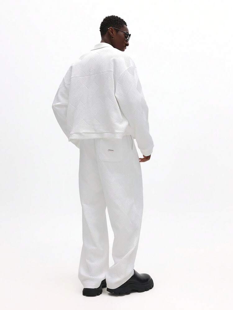 Textured White Co-Ord Set With Zip Jacket