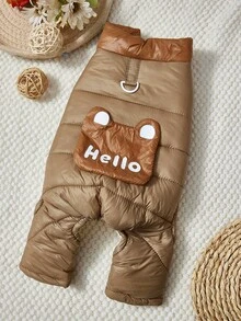 PETSIN Cuddly Thick Pet Jumpsuit – Cute Four-Legged Fleece Pajamas For Small Dogs & Cats, Cozy Autumn/Winter Outfit For Play And Relaxation - Brown - View 1