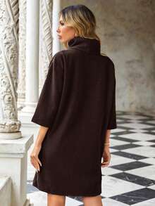 EURMUSE 女款純色高領連身裙