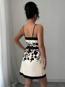 Elenzga Sexy & Elegant Wrap Front V-Neck Printed Women Short Dress