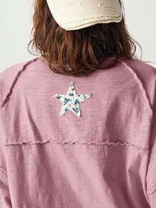 Bohemela Camiseta de manga larga con estampado de estrella de cinco puntas, estilo callejero y urbano para mujer de talla grande
