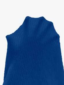 SHEIN LUNE Suéter holgado de cuello redondo con hombros caídos y puños acanalados para mujer - azul real - Ver 8