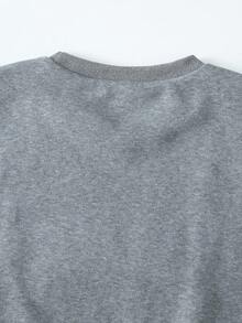 Emboosed Letter Sweatshirt And Sweatpant Set - Dark Grey - View 7