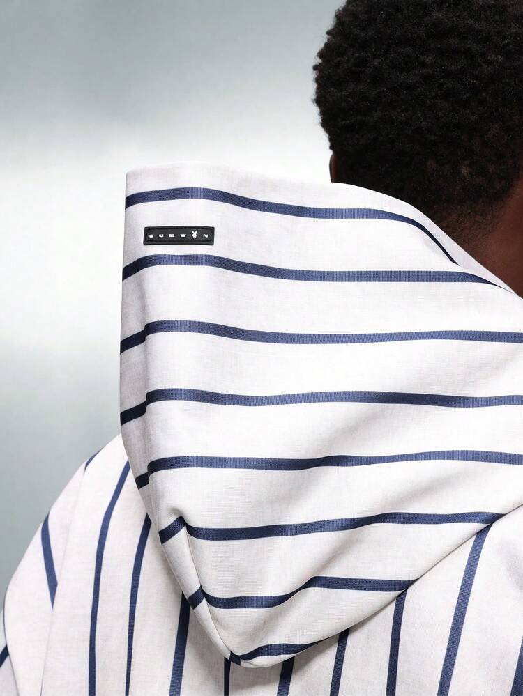 PLAYBOY X SUMWON Felpa con cappuccio corta con zip e strisce