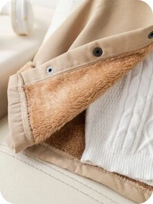 SHEIN Veste à capuche doublée thermique épaisse unisexe pour bébé, beige, convient aux bébés garçons et filles, automne/hiver