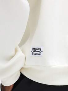 Áo hoodie nam SUMWON dáng rộng, có dây rút và túi giữa, phong cách thường ngày, trơn. - Màu be - Xem 6