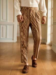 Manfinity VCAY Men's All-Over Printed Pocket Business Straight Suit Pants - Multicolor - View 4