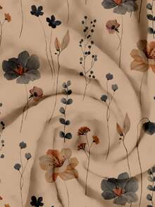 SHEIN LUNE 大码女式感恩节休闲优雅印花宽松半拉链卫衣，秋冬季 - 彩色 - 查看 8