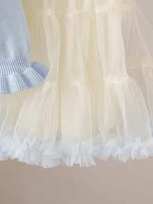 Souflis Souflis 2件套女童针织毛衣+薄纱裙套装，适合春秋冬，适合郊游、校园活动、家庭聚会、休闲运动、公园运动 - 淺藍色 - 查看 7