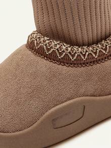 Cozy Pixies 秋冬百搭休闲时尚百搭毛绒加厚保暖可爱柔软婴儿雪地靴、踝靴、拖鞋 - 卡其色 - 查看 7
