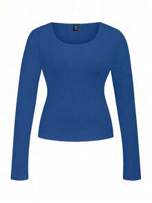 SHEIN LUNE 大码女式休闲宽松圆领长袖四件套T恤套装 - 彩色 - 查看 4