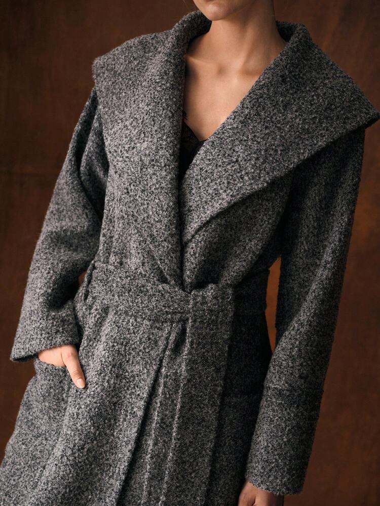 WOOL WATERFALL COLLAR OVERCOAT, AUTUMN/WINTER