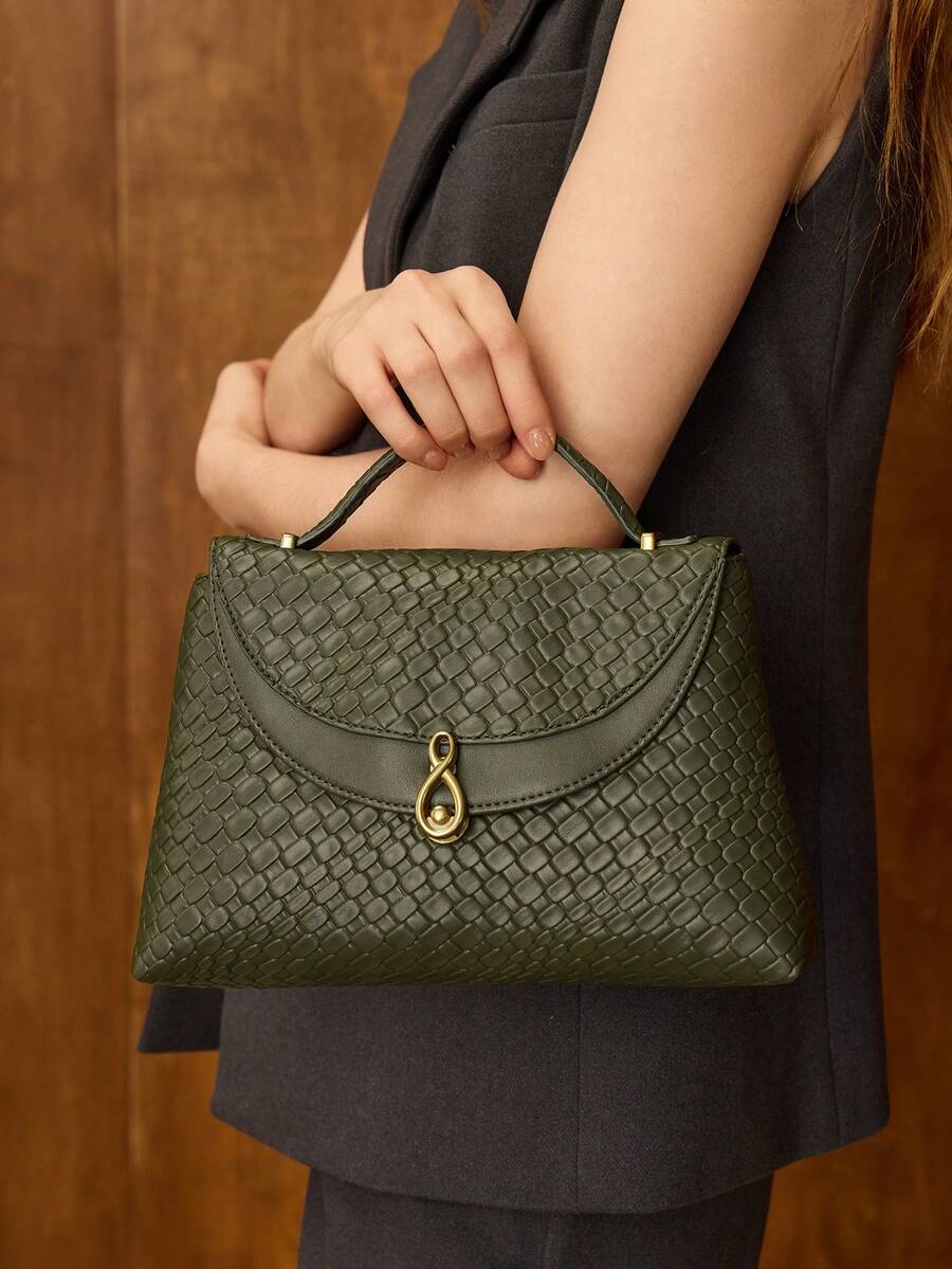 MOTF PREMIUM 纹理PU皮革手提包 - 胡桃綠 - 查看 1