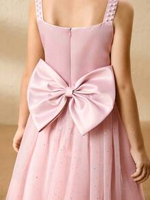 Vestido Longo com Lantejoulas para Meninas, Rosa, Festa de Aniversário, Banquete, Apresentação no Palco, Apresentação, Passarela, Roupa Formal Infantil - Rosa chiclete - Visão 3